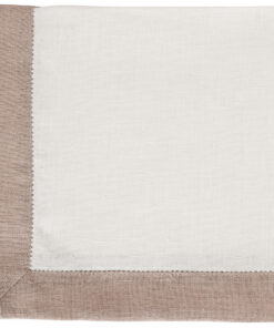 NAPKIN WITH BORDER <br />natural white / sand