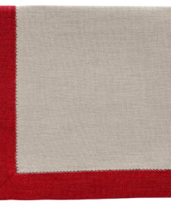 NAPKIN WITH BORDER –sand / tango red